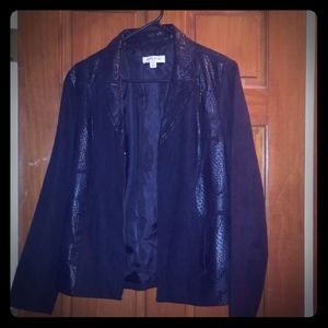 Black suede and leather petite sports jacket